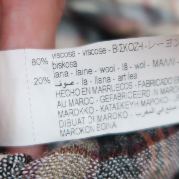 Zara Grey and Brown Plaid Wool Blend Wrap Style Midi Dress M - Picture 6 of 7